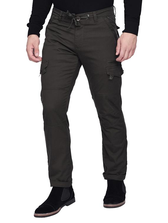 grey solid cargo trousers - 16928643 -  Standard Image - 1