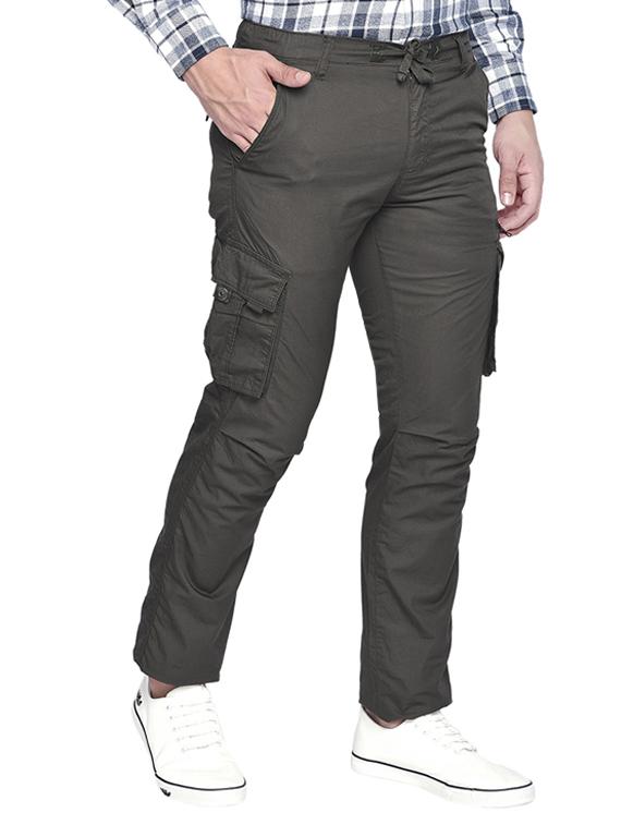charcoal grey solid cargo trousers - 16928647 - Standard Image - 1