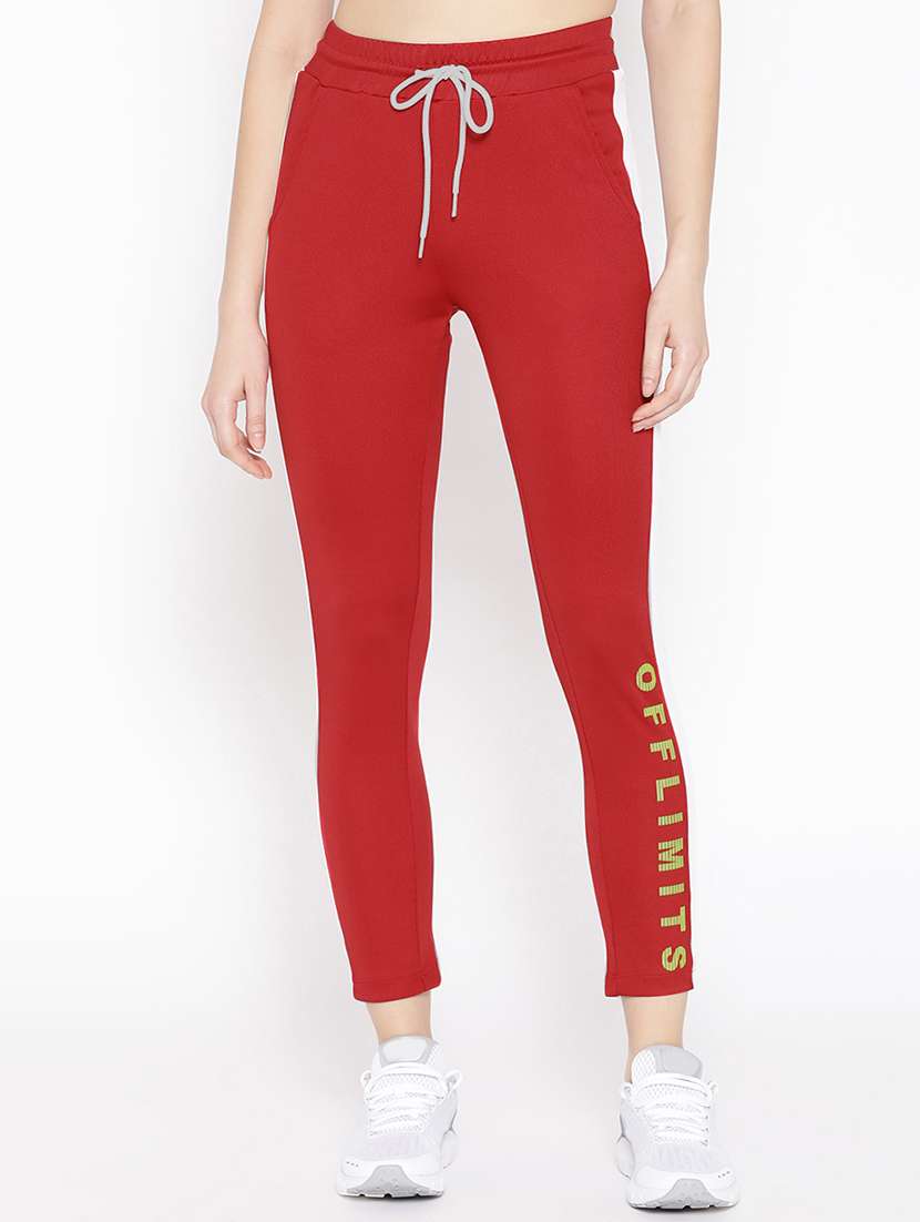 color block tie front track pant