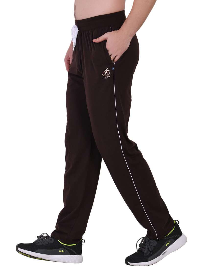 men brown solid full length track pant - 16933224 - Zoom Image - 0