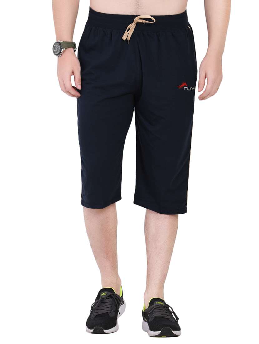 navy blue solid three - fourths