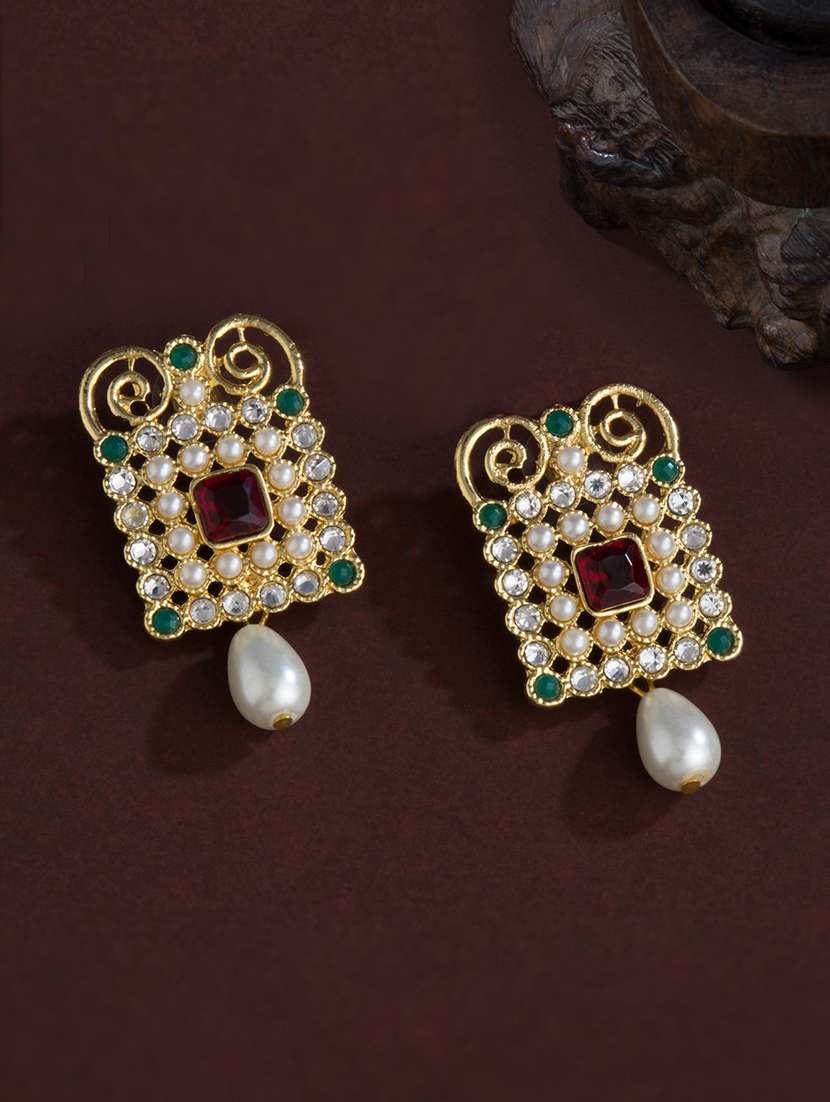 white brass drop earring