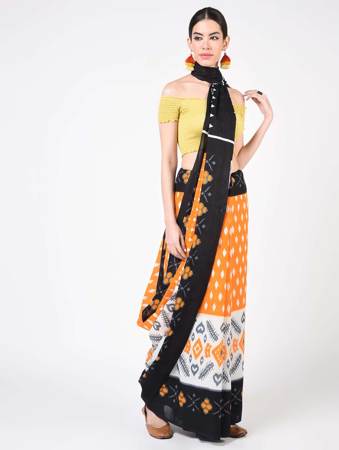printed woven saree  with blouse