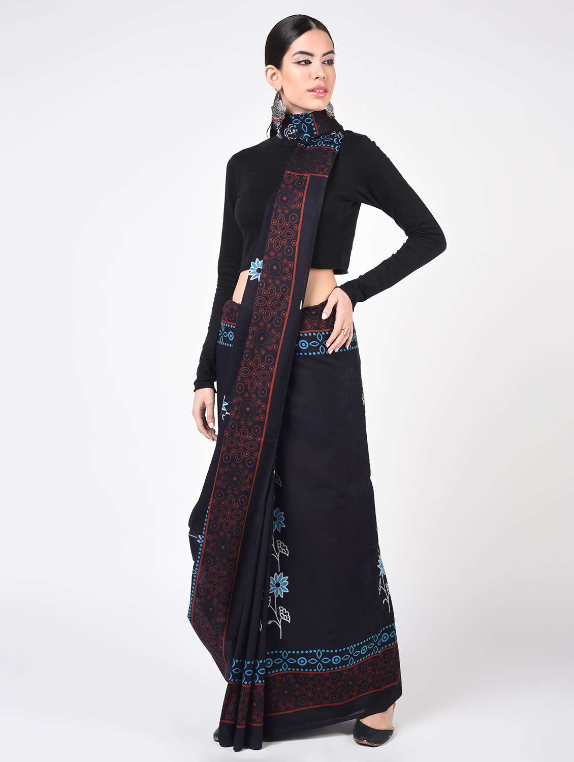 printed woven saree  with blouse