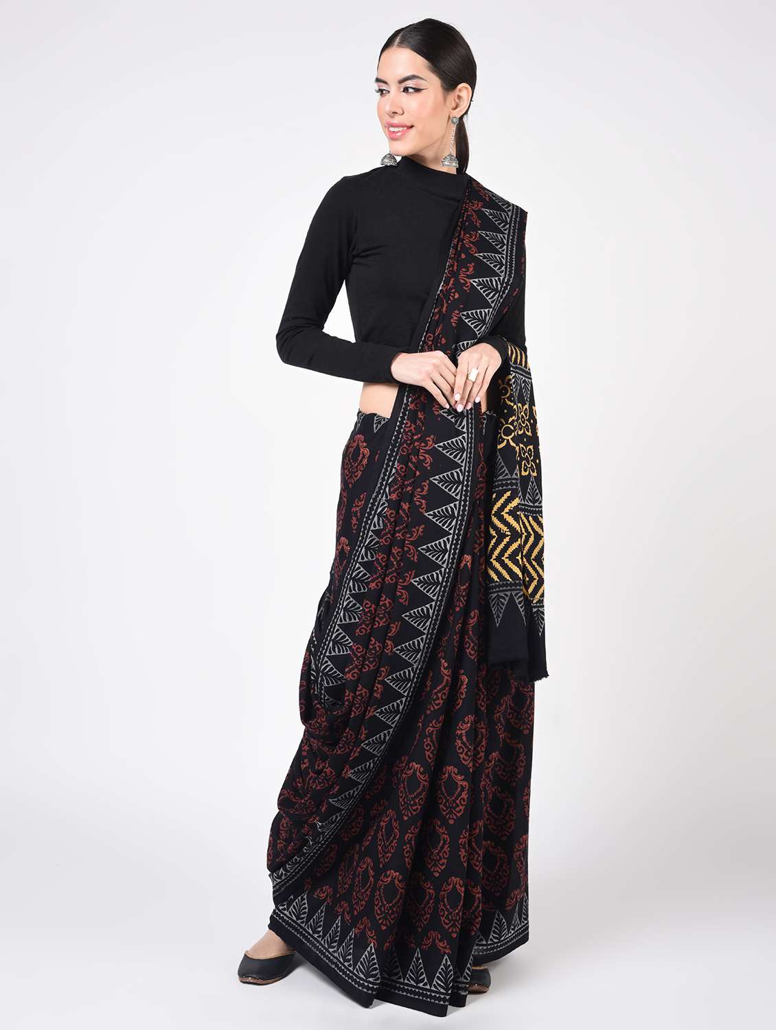 printed woven saree  with blouse