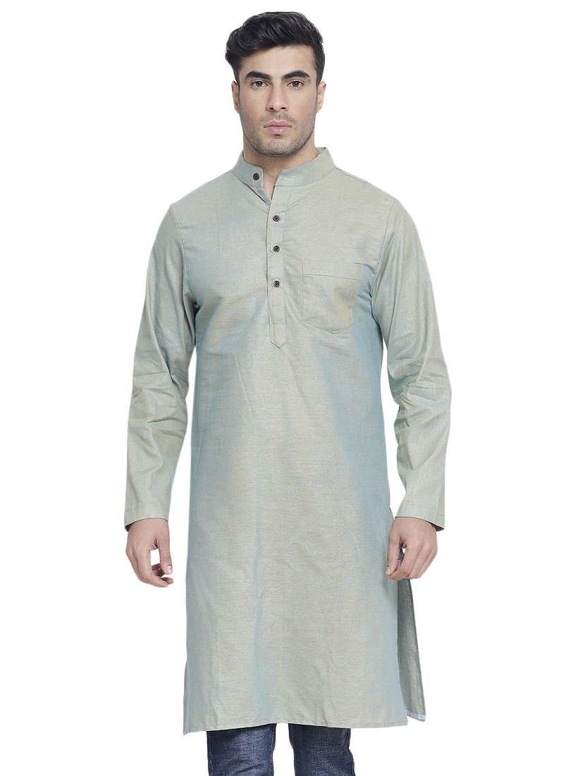 grey solid long kurta
