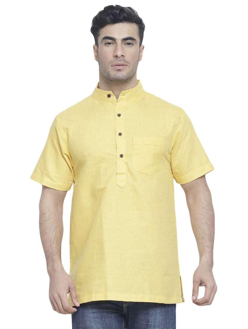yellow solid short kurta