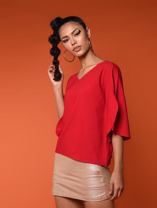 women's straight v neck top - 16936298 -  Standard Image - 0