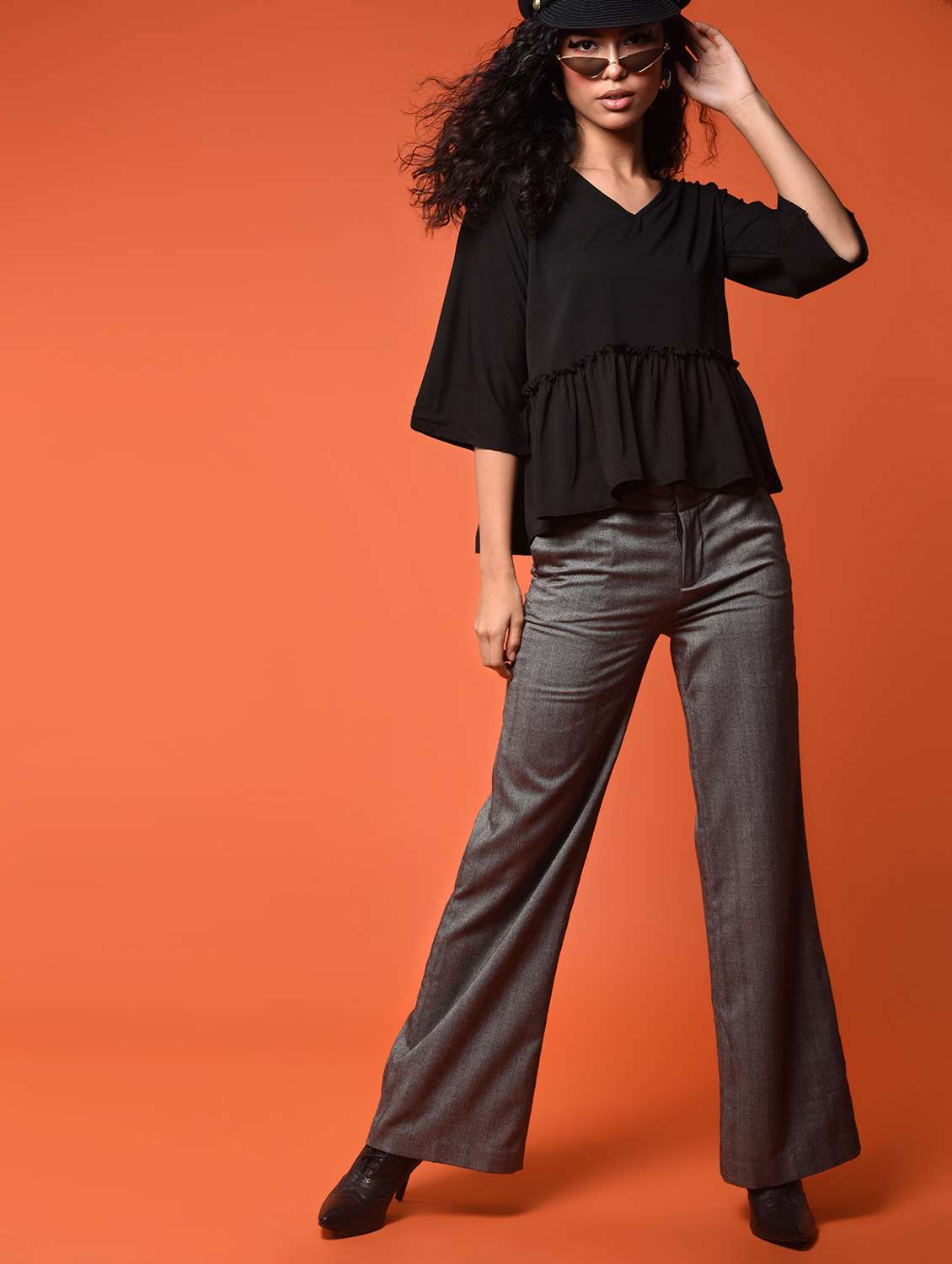 women's peplum v neck top