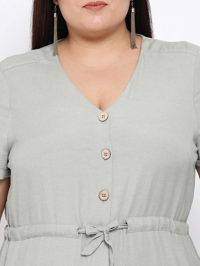 drawstring waist button up plus dress - 16936472 - Standard Image - 4