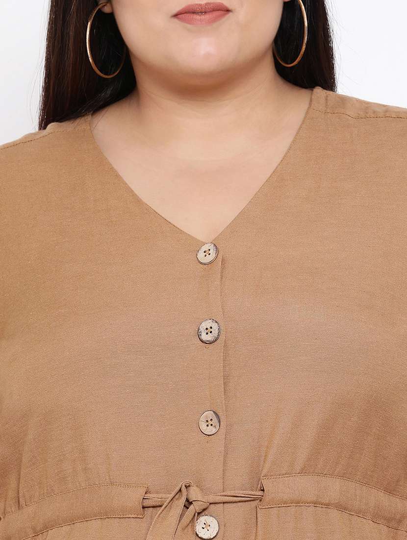 drawstring waist button up plus dress - 16936473 -  Standard Image - 4