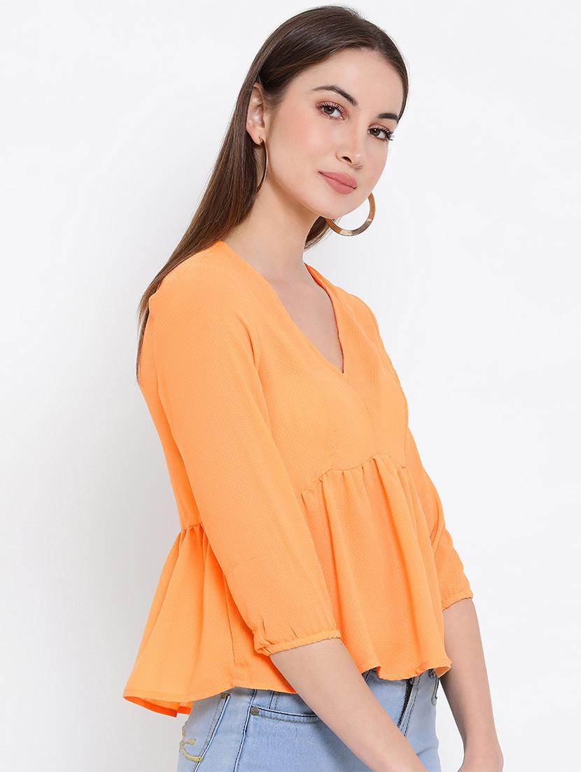 v-neck gathered peplum top - 16936503 - Standard Image - 1
