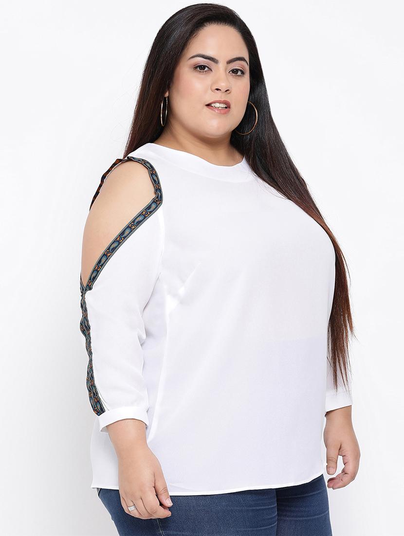 lace detail cold shoulder top - 16936508 - Standard Image - 1