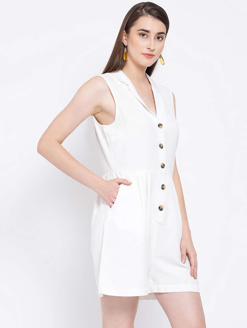 lapel neck button up romper  - 16936575 -  Standard Image - 1
