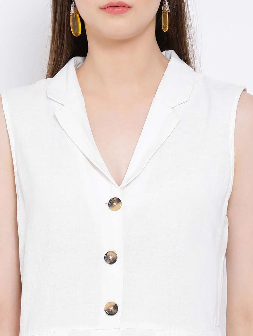 lapel neck button up romper - 16936575 - Standard Image - 4