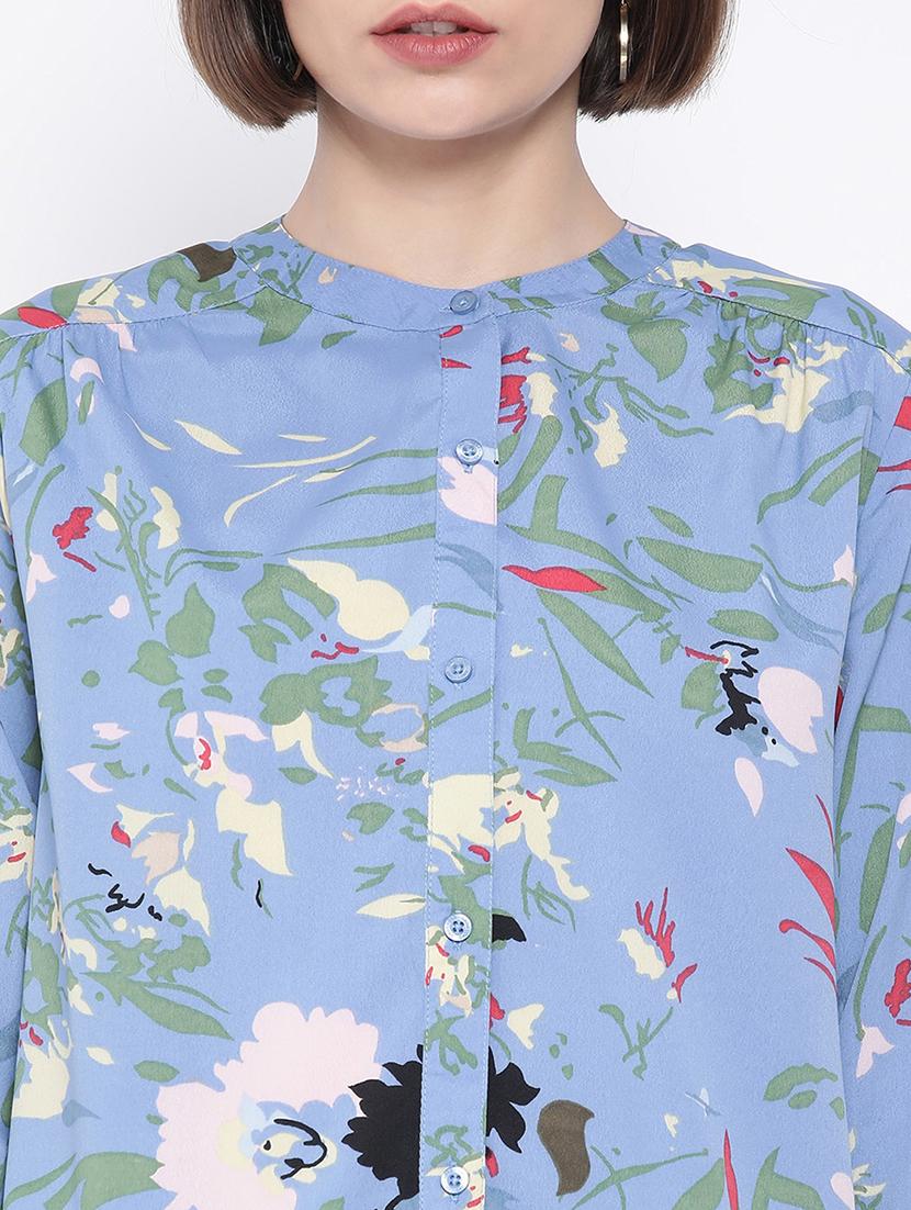mandarin neck floral shirt - 16936606 - Standard Image - 4