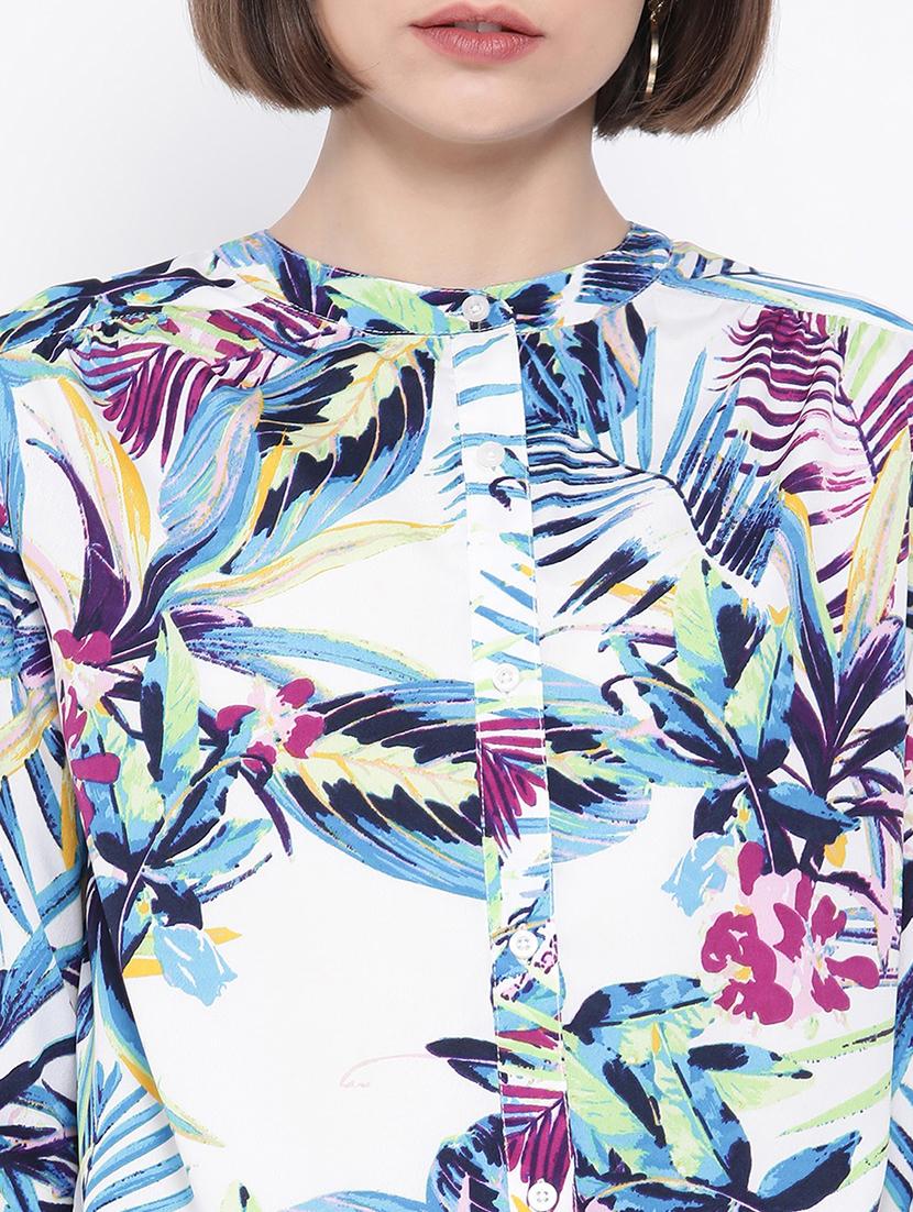 mandarin neck tropical shirt - 16936607 - Standard Image - 4