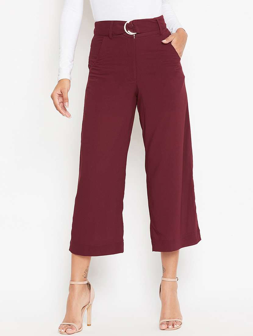 belted waist cropped trouser 