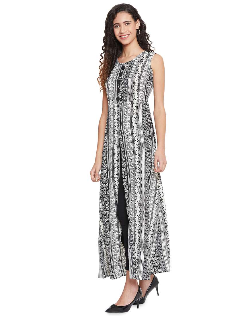 printed high slit kurta - 16937488 -  Standard Image - 1