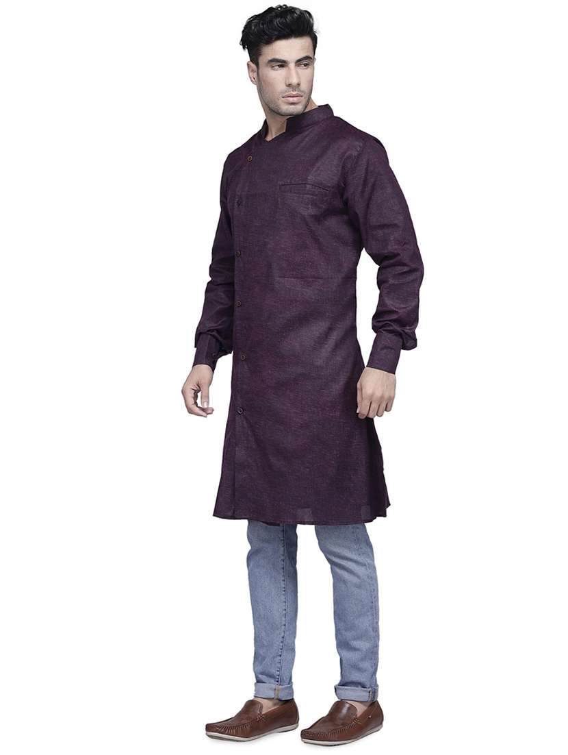 purple solid asymmetric kurta - 16938517 -  Standard Image - 1