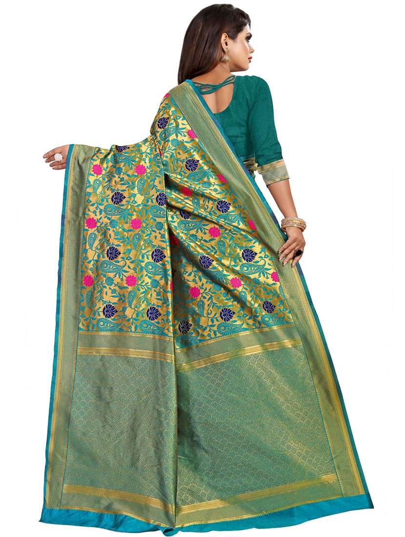 floral banarasi saree with blouse - 16939130 - Standard Image - 1