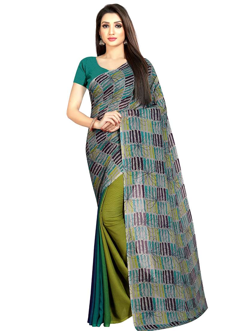 printed half & half saree  with blouse