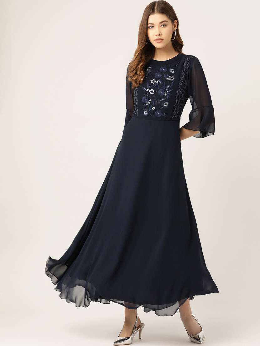embroidered panel maxi dress 