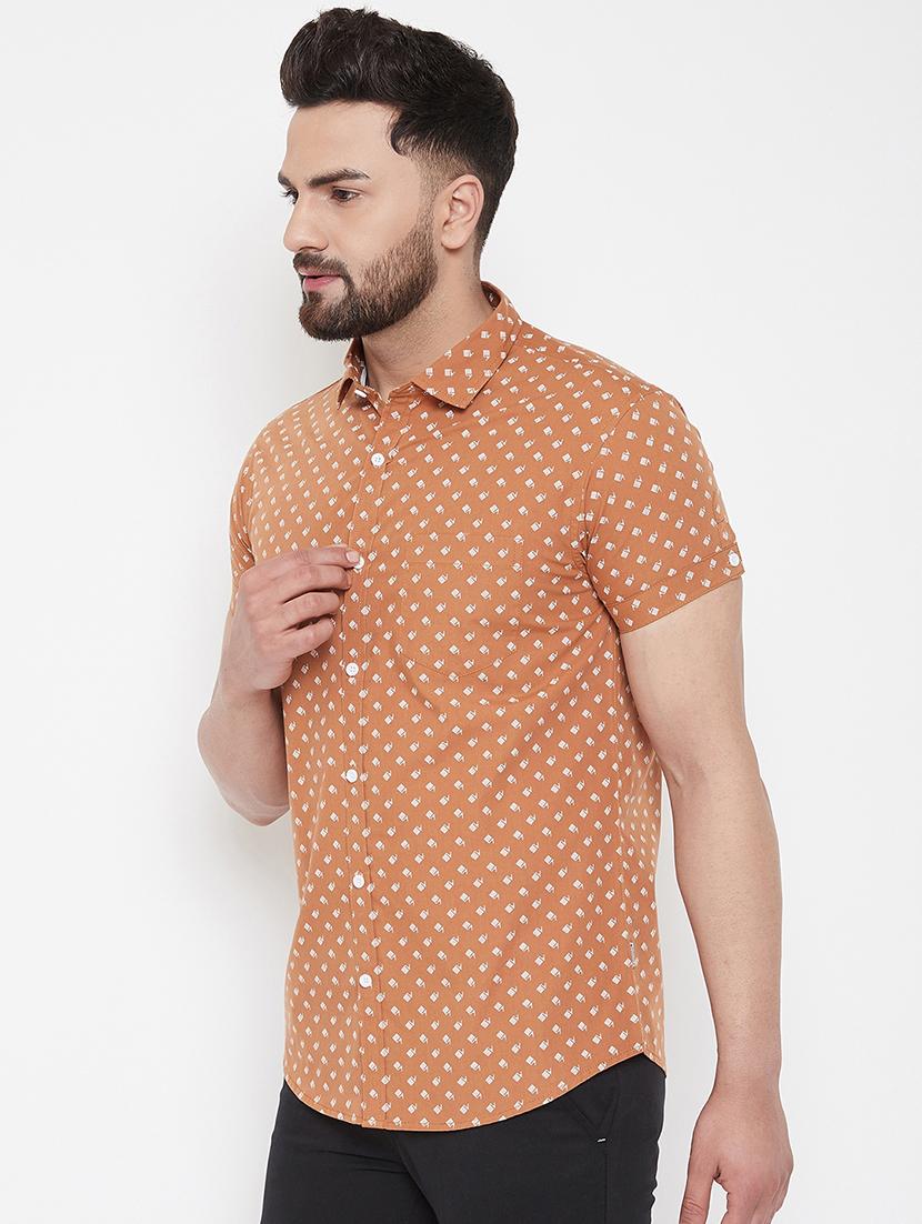 orange printed casual shirt - 16941136 - Standard Image - 1