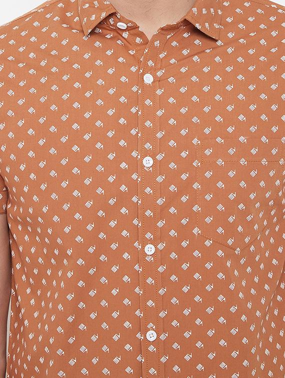 orange printed casual shirt - 16941136 - Standard Image - 4