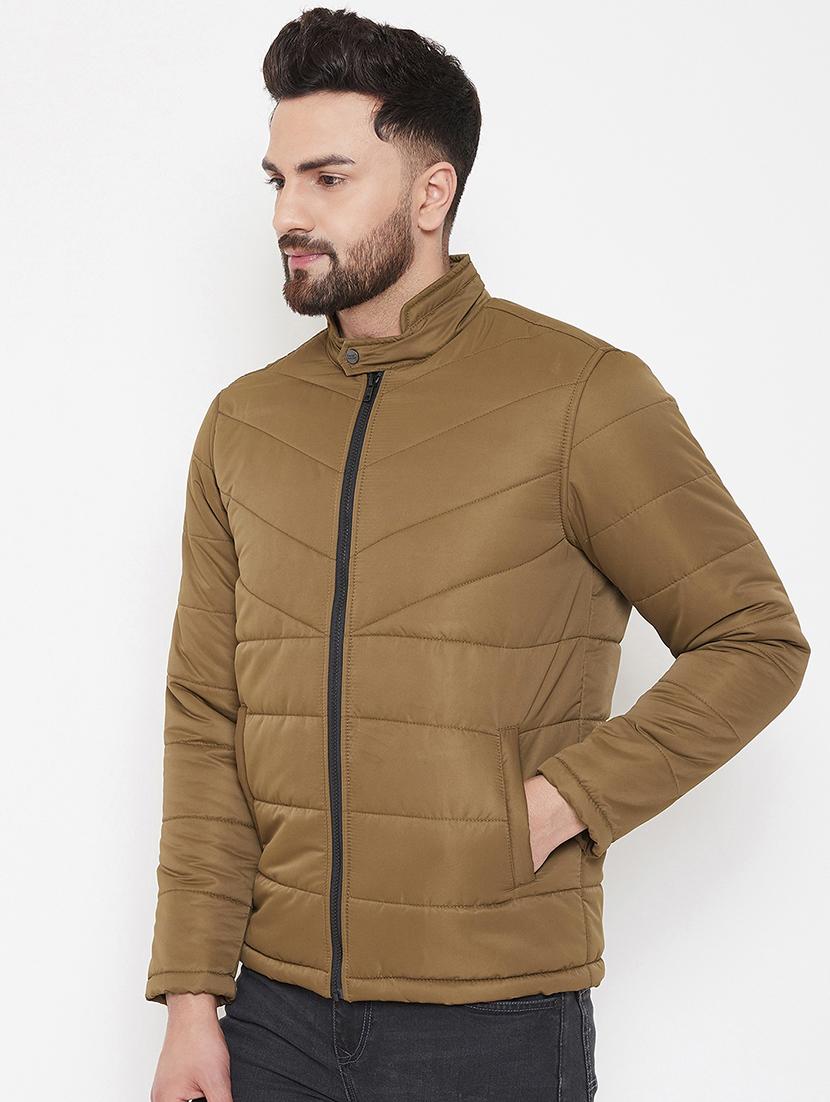 brown solid quilted jacket - 16941151 - Standard Image - 1