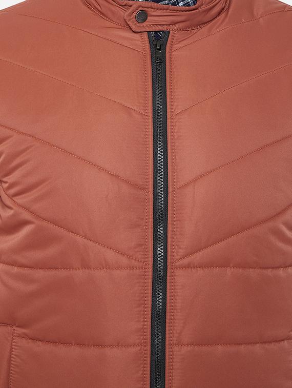 orange solid quilted jacket - 16941152 - Standard Image - 4