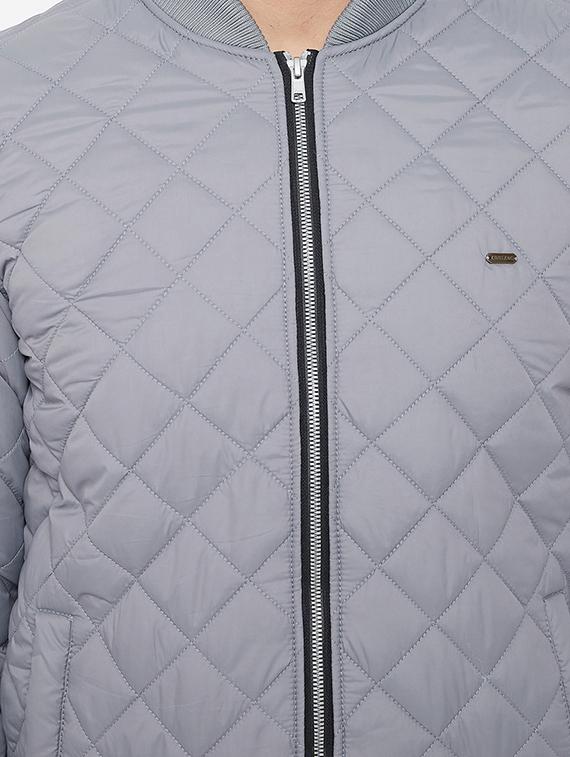 grey solid quilted jacket - 16941153 - Standard Image - 4