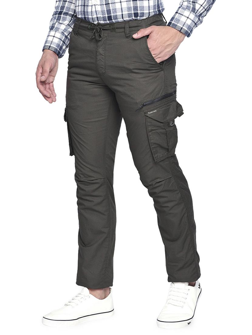 grey solid cargo trousers - 16941635 -  Standard Image - 1
