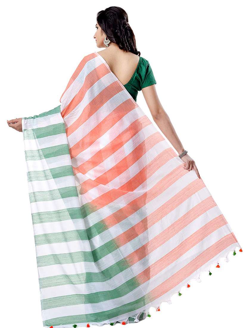 women's stripes multi colored saree with blouse - 16941783 -  Standard Image - 1