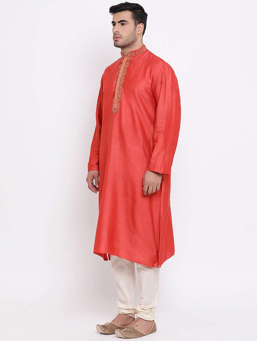 men self design mandarin neck long kurta - 16942369 -  Standard Image - 1