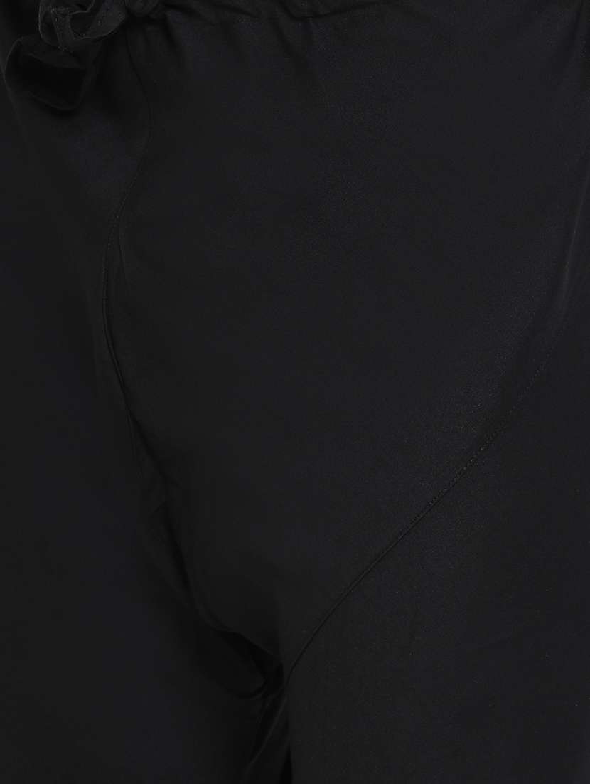 black pure silk brocade asymmetric kurta churidar set  - 16943222 -  Standard Image - 4