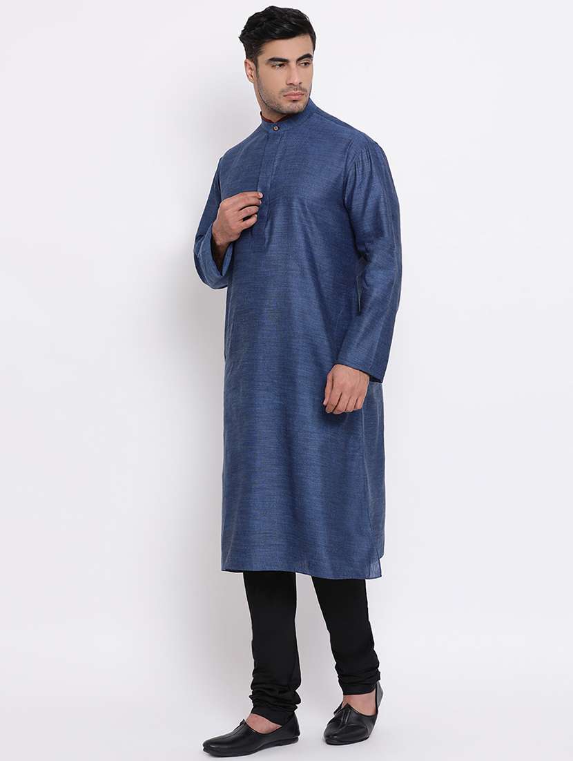 navy blue solid kurta churidar set - 16943231 -  Standard Image - 1