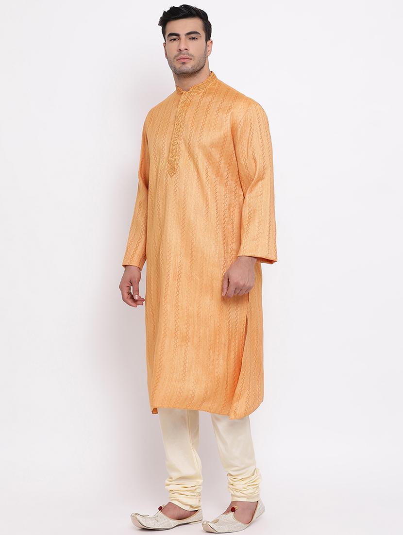 orange self design kurta churidar set - 16943246 - Standard Image - 1