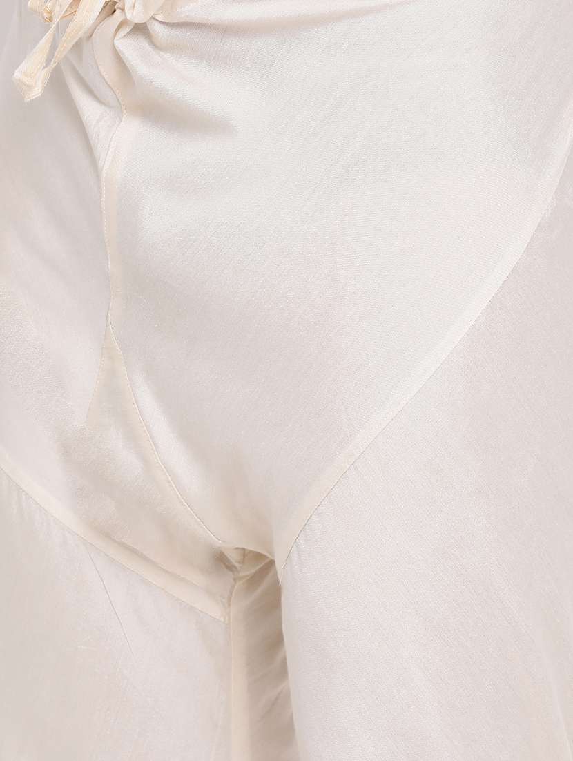 beige jacquard kurta churidar set - 16943250 -  Standard Image - 4