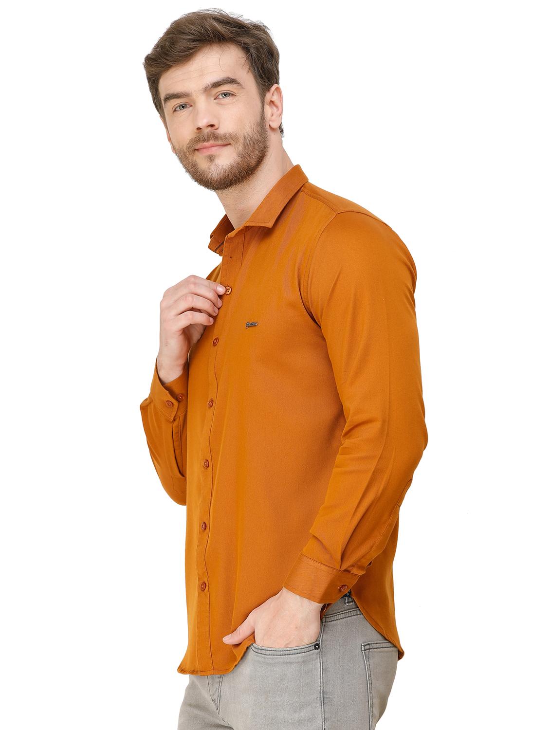 orange solid casual shirt - 16943395 - Standard Image - 1