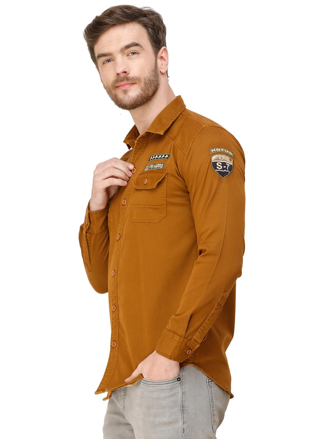 orange solid casual shirt - 16943404 - Standard Image - 1
