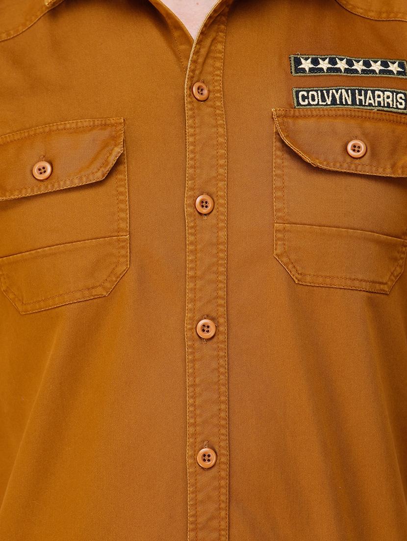 orange solid casual shirt - 16943404 - Standard Image - 4