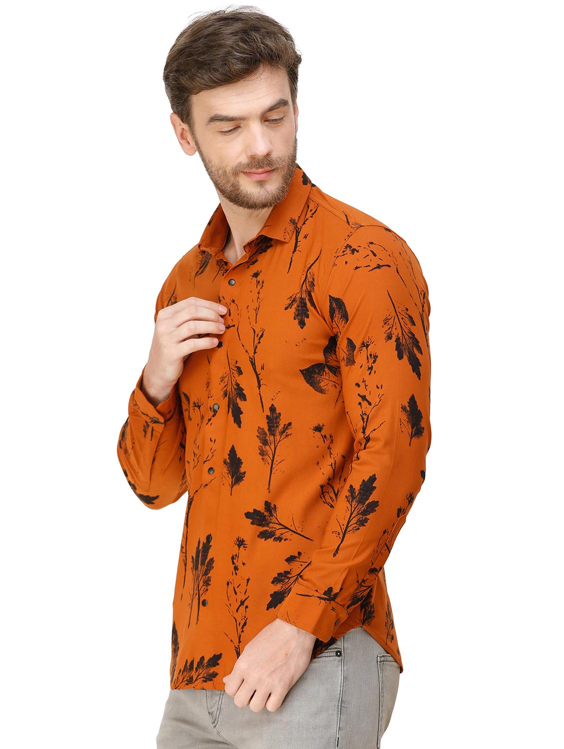 orange printed casual shirt - 16943412 - Standard Image - 1