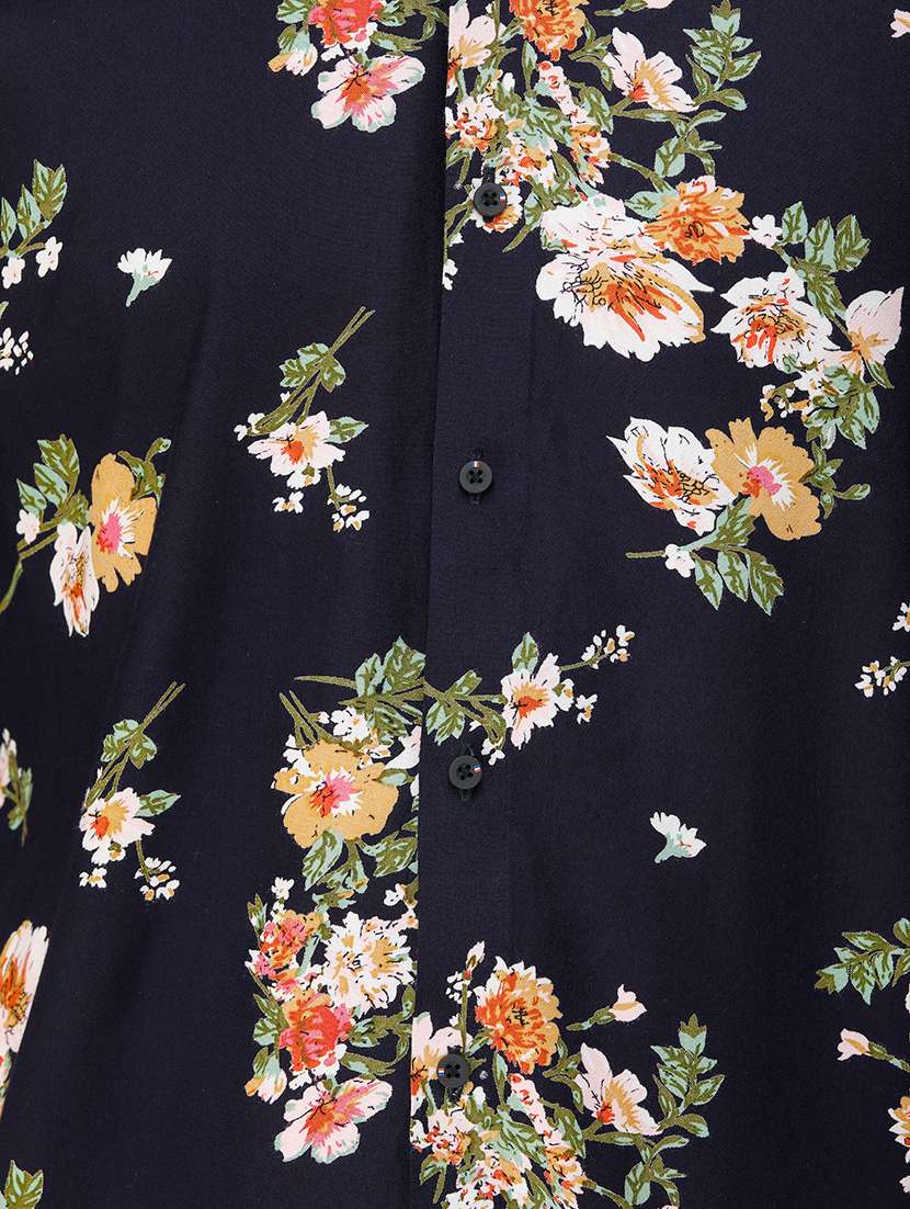 navy blue floral printed casual shirt - 16943418 - Standard Image - 4