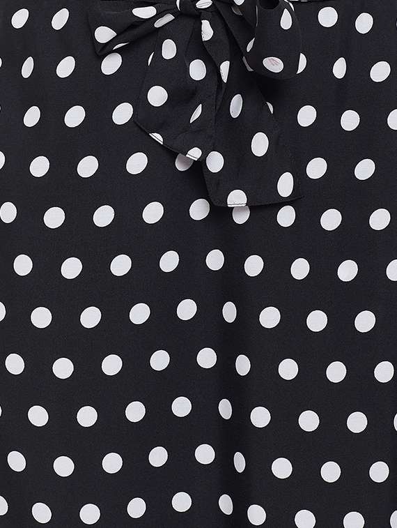 tie front polka dot flared dress  - 16943825 -  Standard Image - 4