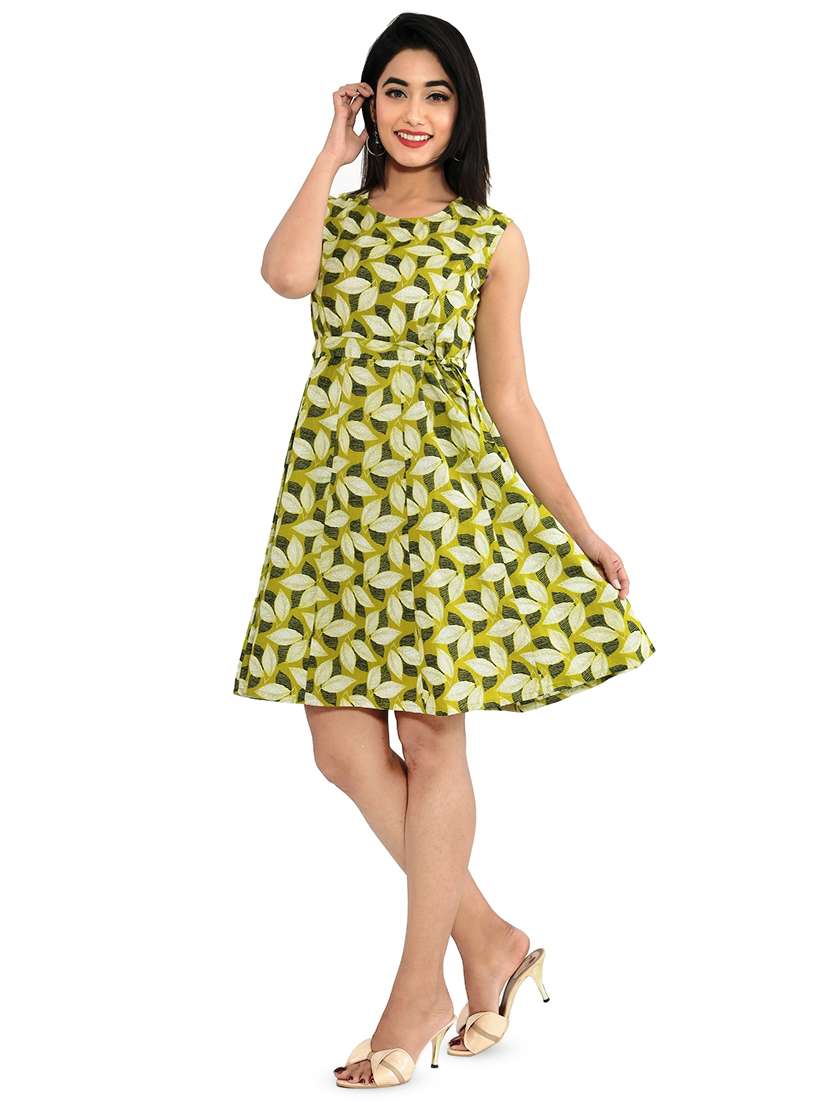 women's fit & flare leaf print dress - 16943892 -  Standard Image - 1