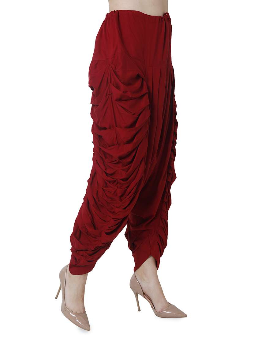 red rayon dhoti salwar salwars - 16944012 - Standard Image - 1
