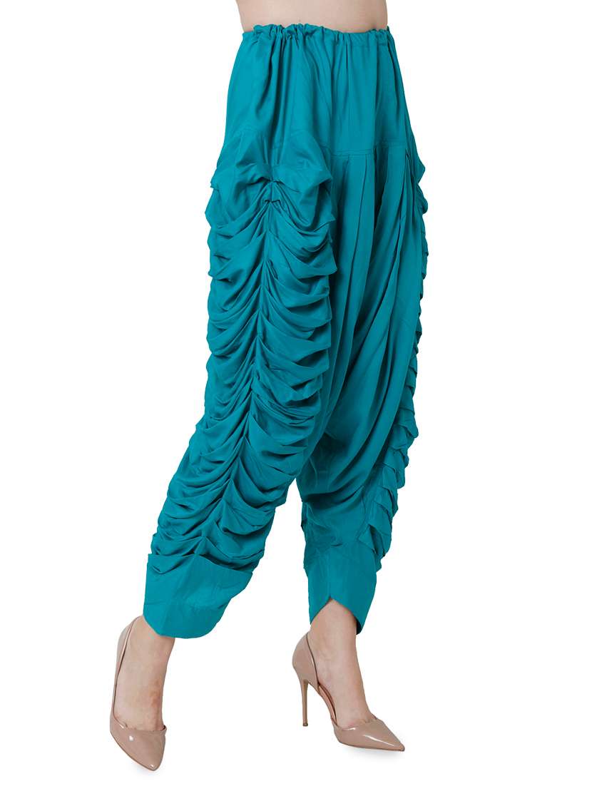 Green Rayon Dhoti Salwar Salwars - 16944013 -  Standard Image - 1