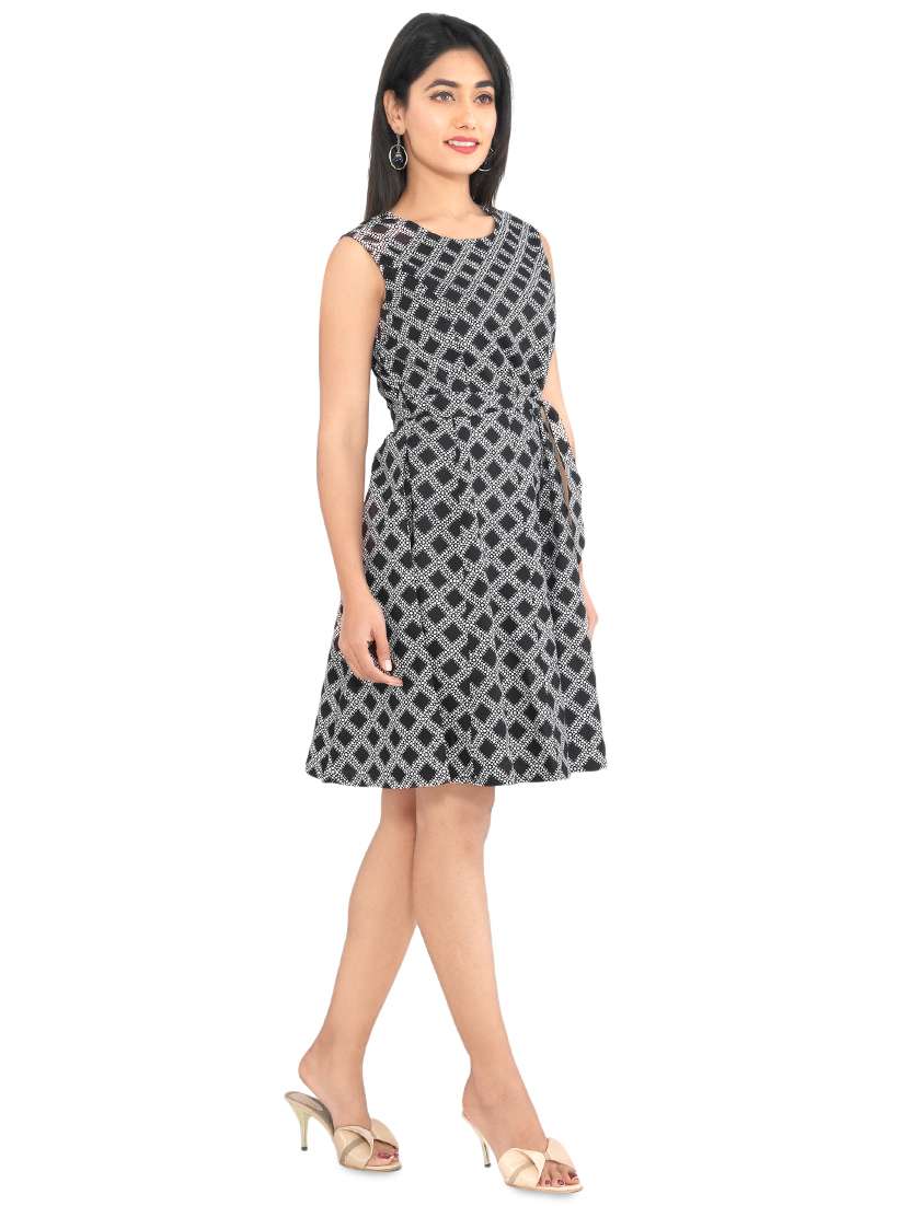 women's fit & flare checks dress - 16944199 -  Standard Image - 1