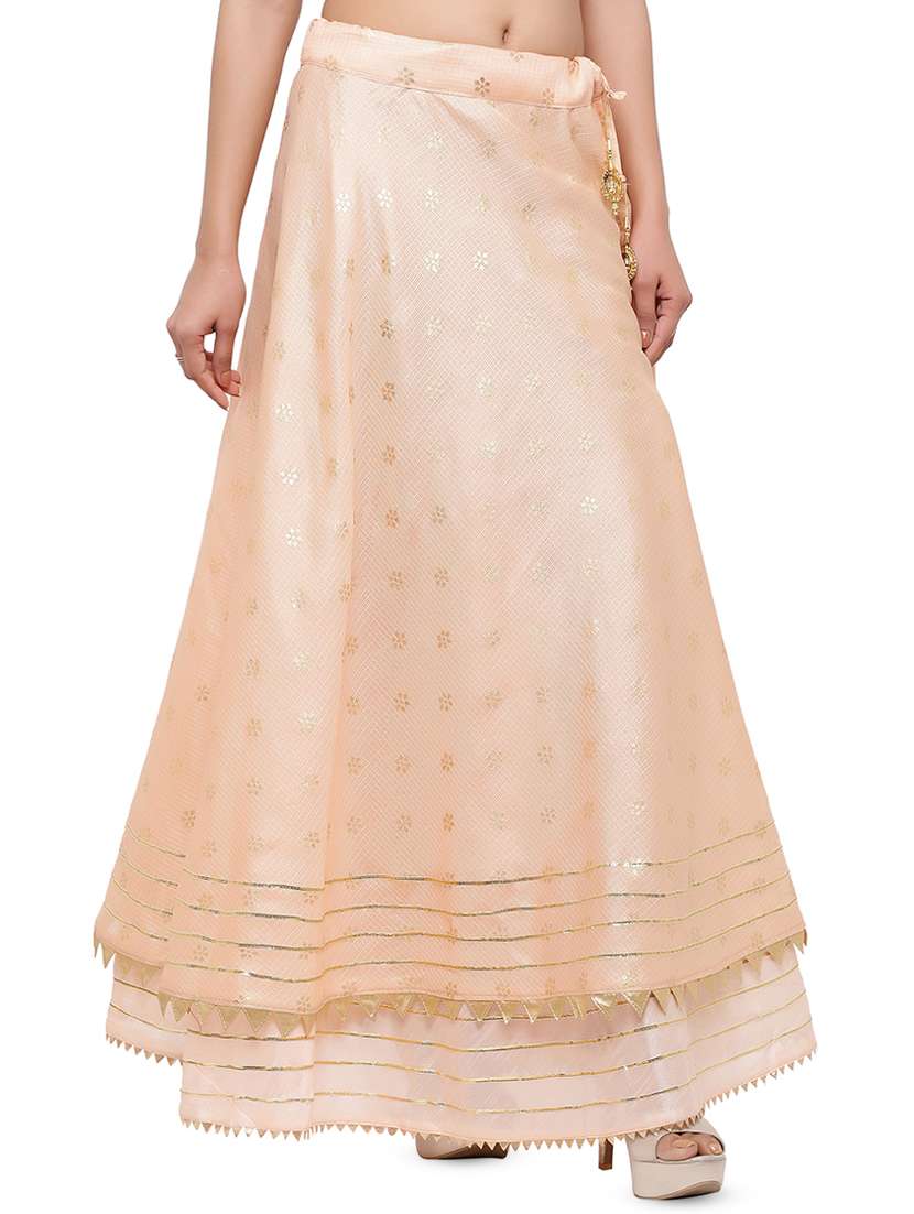 peach cotton flared skirt - 16944568 -  Standard Image - 1